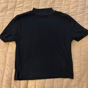 Babaton Black Ribbed Mock Neck Tee
